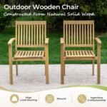 Acacia Wood Outdoor Dining Set, 9 Pieces Patio Dining Table and Chairs Set, Expandable Dining Table(1.97" Umbrella Hole) and 8 Wooden Chairs, Patio Furniture Set for Deck Poolside Backyard - Image 4