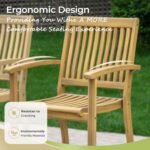 Acacia Wood Outdoor Dining Set, 9 Pieces Patio Dining Table and Chairs Set, Expandable Dining Table(1.97" Umbrella Hole) and 8 Wooden Chairs, Patio Furniture Set for Deck Poolside Backyard - Image 5