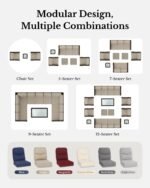 HILLGA Luxury Patio Furniture Set with 6-inch Thick Cushion, Outdoor Couch, Loveseat and High Back Swivel Rocker Patio Chairs, 7PCS Wicker Conversation Set for Deck Yard and Poolside, Blue (V2) - Image 8