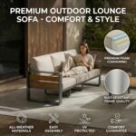 ZANDOR Aluminum Outdoor Patio Furniture Set, 4-Piece Metal Modern Outside Sectional Conversation Lawn Furniture with Coffee Table & Washable Thick Cushions,Seating Sofa for Garden/Backyard/Porch Grey - Image 5