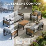 ZANDOR Aluminum Outdoor Patio Furniture Set, 4-Piece Metal Modern Outside Sectional Conversation Lawn Furniture with Coffee Table & Washable Thick Cushions,Seating Sofa for Garden/Backyard/Porch Grey - Image 9