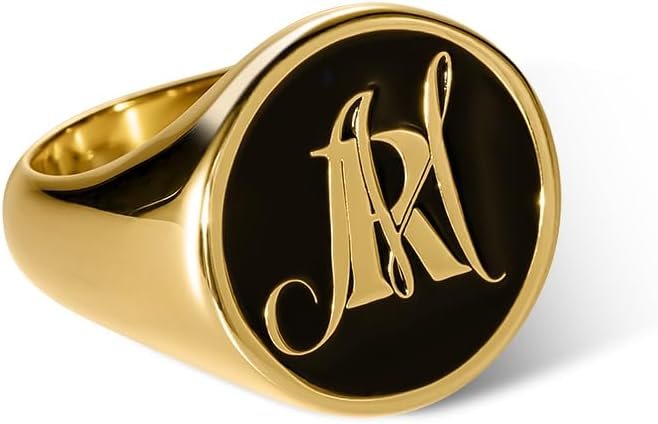 418Qv7pFThL._AC_SL1000_.jpg callie Personalized Signet Ring - Custom Engraved Text, Family Crest Coat Of Arms Rings, 925 Sterling Silver/Brass | Jewelry Gifts for Men & Women - Image 1