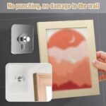 Picture Hangers Without Nails, 20 Ibs Load Heavy Duty Self Adhesive Wall Hooks No Drill Hooks for Hanging, Upgraded Picture Hangers Without Nails Nail Free Wall Hangers for Home (2.36" × 2.36", 6pcs) - Image 3
