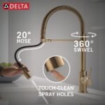 Delta Trinsic Pro Style Commercial Kitchen Faucet with Pull Down Sprayer, Single Hole Brushed Gold Kitchen Sink Faucet, Single Handle, Champagne Bronze 9659-CZ-DST - Image 8