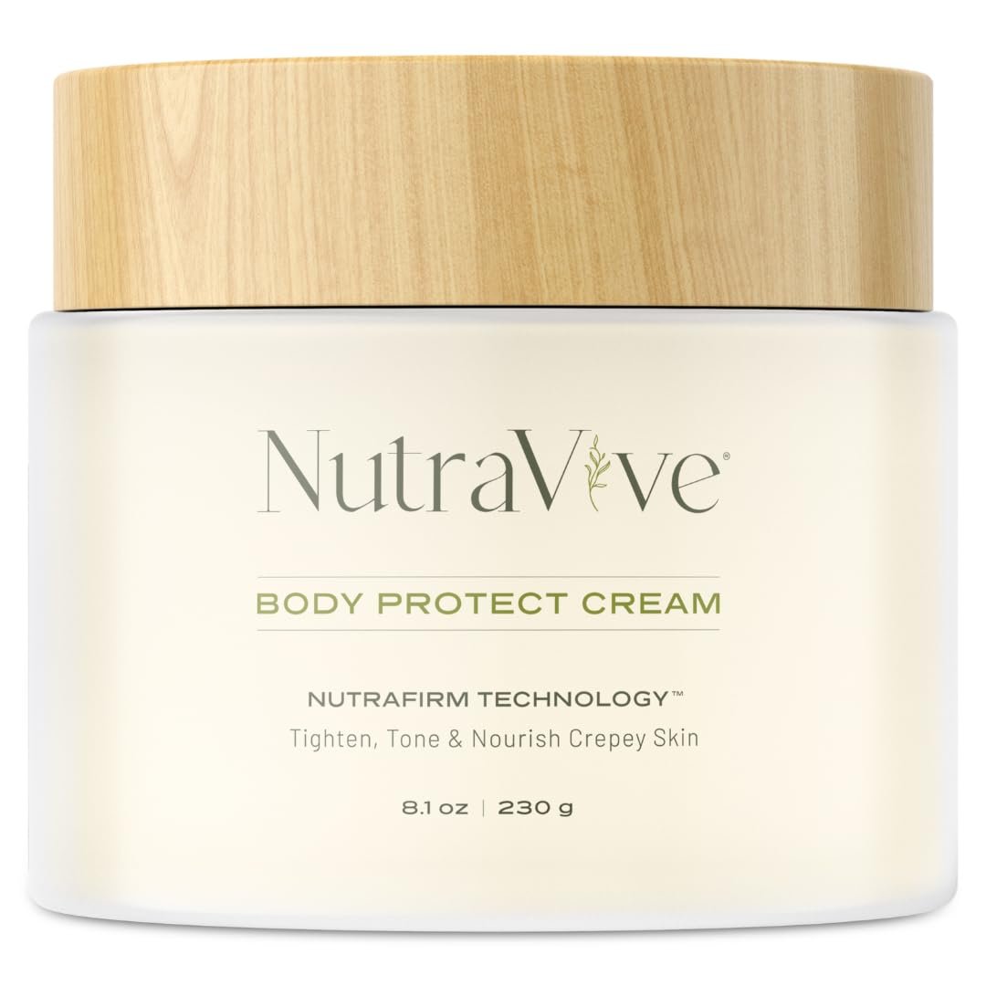 51R8z8dbOyL._SL1080_.jpg NutraVive Body Protect Cream – Anti-Aging Crepey Skin Moisturizer, 8.1 Oz – Tighten, Tone & Nourish Crepey Skin – Full Body Moisturizing Treatment - Boost Collagen Production & Protect Skin Layers - Image 1