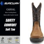 SUREWAY Cowboy Boots For Men - Mens Square Toe Embroidery Western Boot,Oil/Slip Resistant,Durable Classic Pull on 10 Inch Wellington Boots - Soft Toe Full Grain Leather Work Boots - Image 4