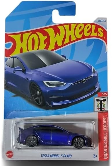 51ip3oMYLSL._AC_.jpg Hot Wheels Tesla Model S Plaid (Blue), Quarter Mile Heroes 5/5 - Image 1