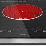 Electric Cooktop, TOPWISH 110-120V Electric Stove Top Single Burner Cooktop LED Touch Control, Child Lock, 10 Power Level, Residual Heat Indicator, 1300W Plug in Glass Countertop Burner for Cooking