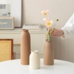 10.4 inches Tall Decorative Ceramic Vase Set, 3 Pieces, Nordic Modern Boho Style, White, Modern Farmhouse for Home Decor (Coffee Mix) - Image 3