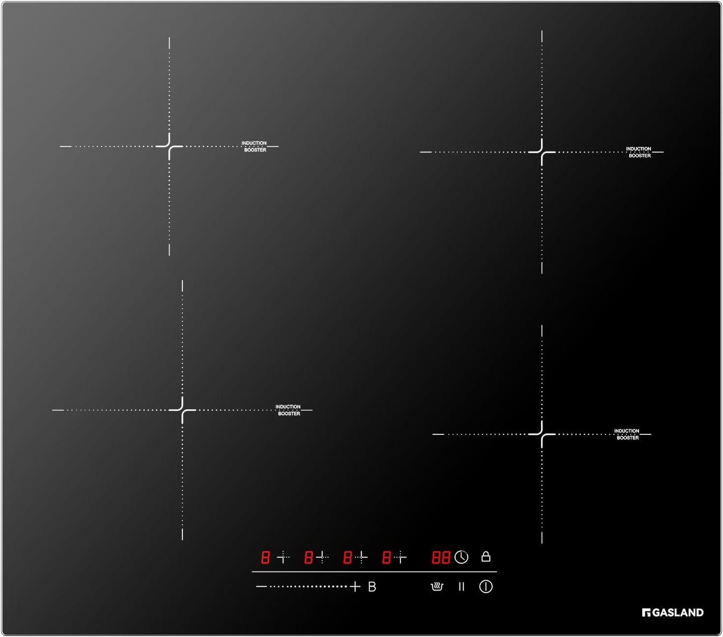 51yvmlBmTLL._AC_SL1500_.jpg GASLAND 4 Burners Induction Cooktop 24 Inch,7200W Built-in Induction Stovetop with Booster and Timer, 240V Electric Hob, 9 Power Levels, Slide Touch Control, Child Safety Lock, Hard Wire - Image 1