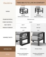 Aluminum Outdoor Patio Furniture Set, 4 Piece Oversized Patio Conversation Sets Widened Armrest & Ultra-Thick Cushions, Heavy Duty Modern Sectional Furniture for Backyard, Porch, Gray - Image 3