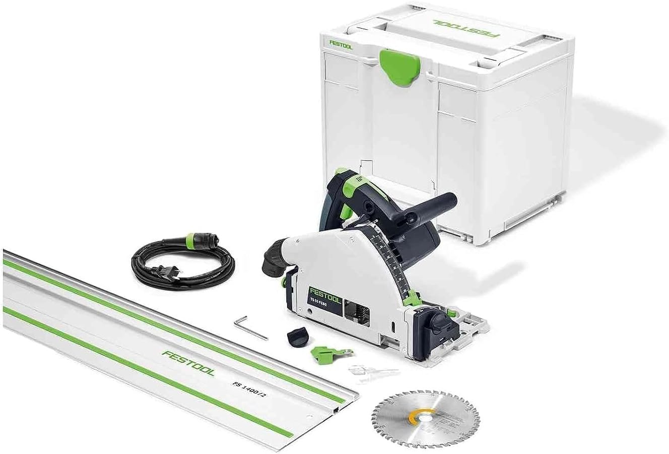 612phFvTDoL._AC_SL1500_.jpg Festool Plunge-Cut Track Saw TS 55 FEQ-F-Plus-FS with 55-Inch (1400mm) Guide Rail - Image 1