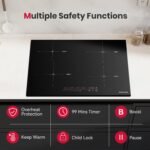 GASLAND 4 Burners Induction Cooktop 24 Inch,7200W Built-in Induction Stovetop with Booster and Timer, 240V Electric Hob, 9 Power Levels, Slide Touch Control, Child Safety Lock, Hard Wire - Image 5