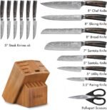 Yatoshi Professional Kitchen Knife Set, 15 Pieces, High Carbon Stainless Steel, Ergonomic Handle - Image 2