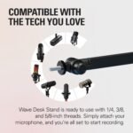 Elgato Wave Desk Stand - Adjustable Mounting Arm for Microphones, Works, HyperX, Rode, Fifine, Shure and More Mics, Compatible 1/4, 3/8 & 5/8 Thread, for Recording/Podcasting/Streaming, Black - Image 3