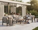 Aluminum Outdoor Patio Furniture Set with Coffee Table, 4 Piece Patio Conversation Sets with Washable Thick Cushions, Outdoor Sectional Furniture Set for Poolside, Balcony, Deck, Gray - Image 4