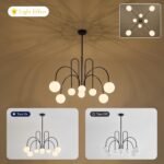 Modern Sputnik Chandelier 8 Lights Large Luxury L41” Mid Century Milk Glass Globe Ceiling Pendant Light Fixture Black Chandeliers for Foyer Staircase Living Dining Room Kitchen - Image 7