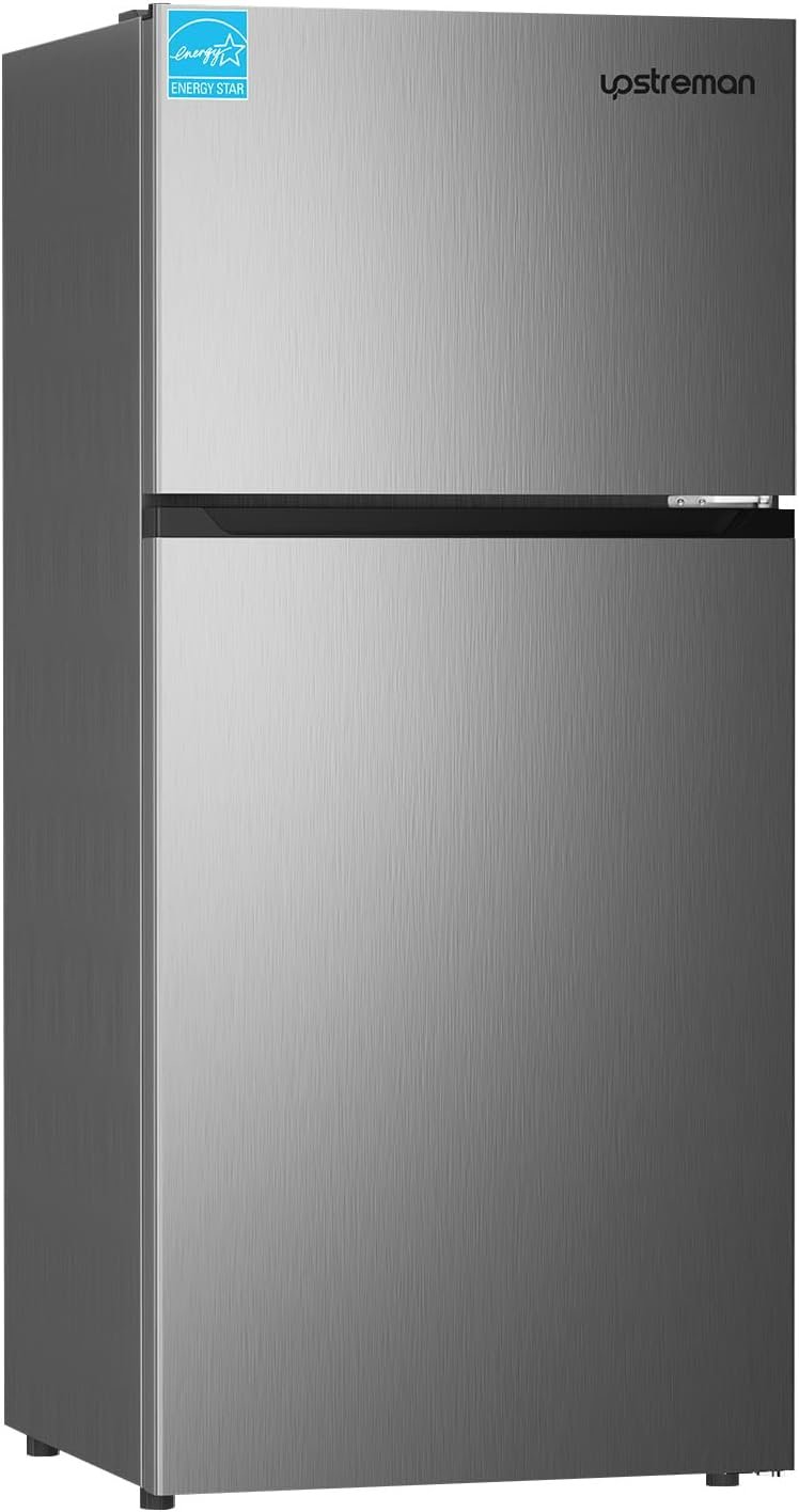 61BQTDEcXoL._AC_SL1500_.jpg Upstreman 17.6 Cu.Ft Top Freezer Refrigerator Large Capacity Refrigerator, Frost Free, ENERGY STAR, Adjustable Thermostat, Fingerprint Resistant Stainless Steel, Reversible Door - Image 1