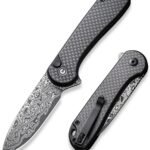CIVIVI Elementum II Pocket Folding Knife, 2.96" Damascus Blade Utility Knife with Deep Carry Pocket Clip for EDC C18062PB-DS1