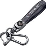 TACOMA Genuine Leather Car Key Chain for Corvette C4 C6 C5 C7 C8 Z06 KeyChain for Men and Women Family Present Key Ring Accessories Black