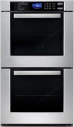 COSMO COS-30EDWC 30 in. Haven Collection Double Electric Wall Oven, True Convection, Blue Porcelain, Self Cleaning in Stainless Steel