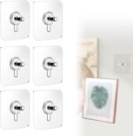 Picture Hangers Without Nails, 20 Ibs Load Heavy Duty Self Adhesive Wall Hooks No Drill Hooks for Hanging, Upgraded Picture Hangers Without Nails Nail Free Wall Hangers for Home (2.36" × 2.36", 6pcs)
