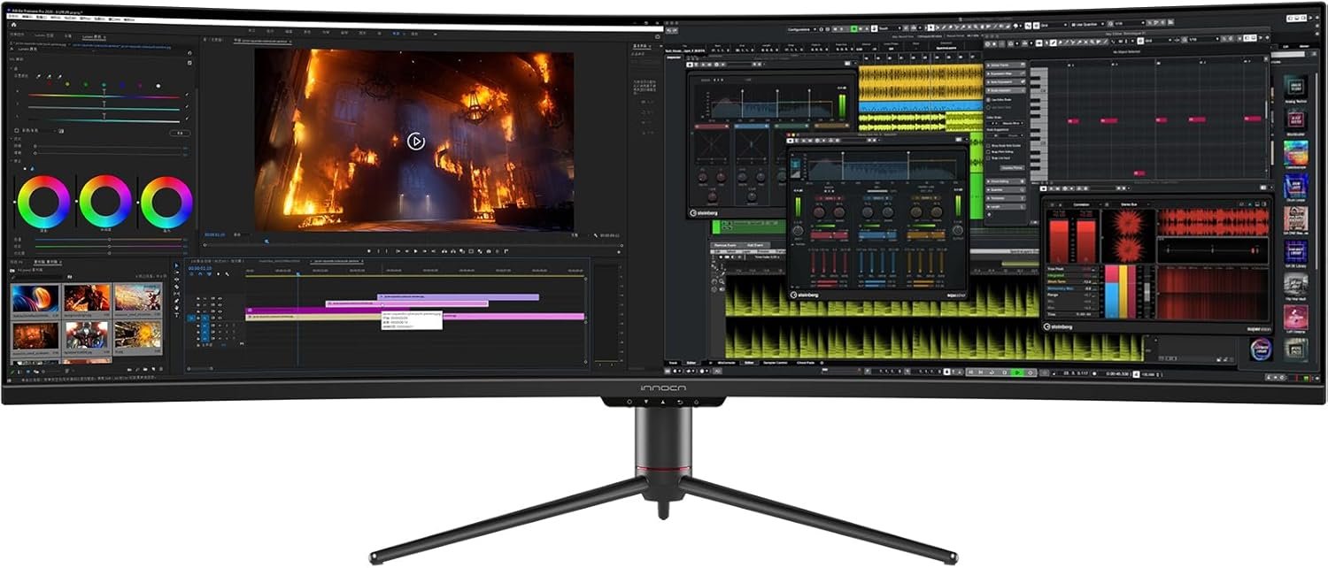61Jf2FoLL._AC_SL1500_.jpg INNOCN 49" Curved Gaming Monitor 144Hz Ultrawide 32:9 WDFHD 3840 x 1080P, R1800, 99% sRGB, HDR400, USB Type C, DisplayPort, HDMI, Built-in Speakers, Height/Tilt Adjustable - 49C1G - Image 1