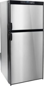 RecPro RV Refrigerator 6.3 Cubic Feet Gas and Electric | Black or Stainless Finish | 110V / 12V / Propane Gas | (Stainless Finish)