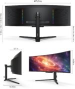 INNOCN 49" 49Q1S OLED Curved Gaming Monitor 5120 x 1440p 240Hz, 0.03ms, USB Type C 90W, HDMI 2.1, DisplayPort, USB Hub, Surrounding Speakers, Adaptive-Sync, Height Adjustable Stand, Black - Image 3