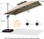 PURPLE LEAF 10ft Patio Umbrella Outdoor Square Large Cantilever Windproof Offset and Heavy Duty Sun Umbrella for Garden Deck Pool, Beige - Image 8
