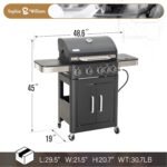 Sophia & William 4-Burner Gas BBQ Grill with Side Burner & Porcelain-Enameled Cast Iron Grates, Outdoor Cooking Propane Grills Cabinet Style Garden Barbecue Grill, 46,700BTU, Black - Image 7