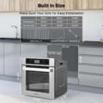 ThermoMate 24 Inch Electric Wall Oven, ETL Certified, 2.6 Cu.Ft. Convection Ovens with 12 Functions, 3D Heating, 3100W, Sensor Touch Control, Safety Lock, Stainless Steel - Image 7