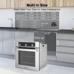 24" Electric Wall Oven, ETL Certified, ThermoMate 2.8 Cu.ft. Electric Wall Oven with 5 Cooking Functions, Built-in Ovens with Anti-Mistouch Knob, Stainless Steel - Image 7