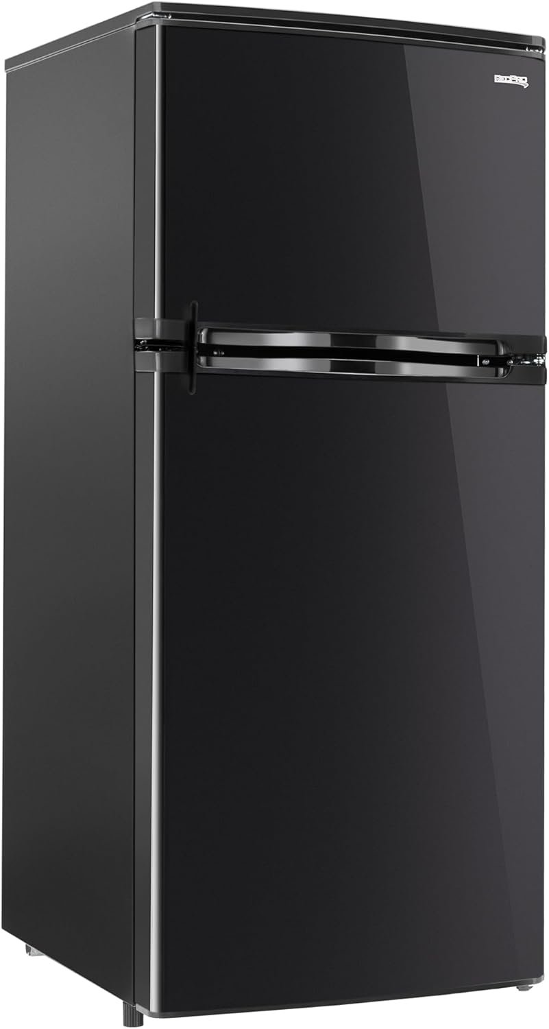 61SLnACtdZL._AC_SL1500_.jpg RecPro 4.4 Cu Ft 12V RV Refrigerator with Freezer | Frost-Free, Black Finish | Adjustable Shelves, Reversible Door, Built-In Lock | Off-Grid Camper Fridge | 19.5”W x 23.5”D x 43.5”H - Image 1