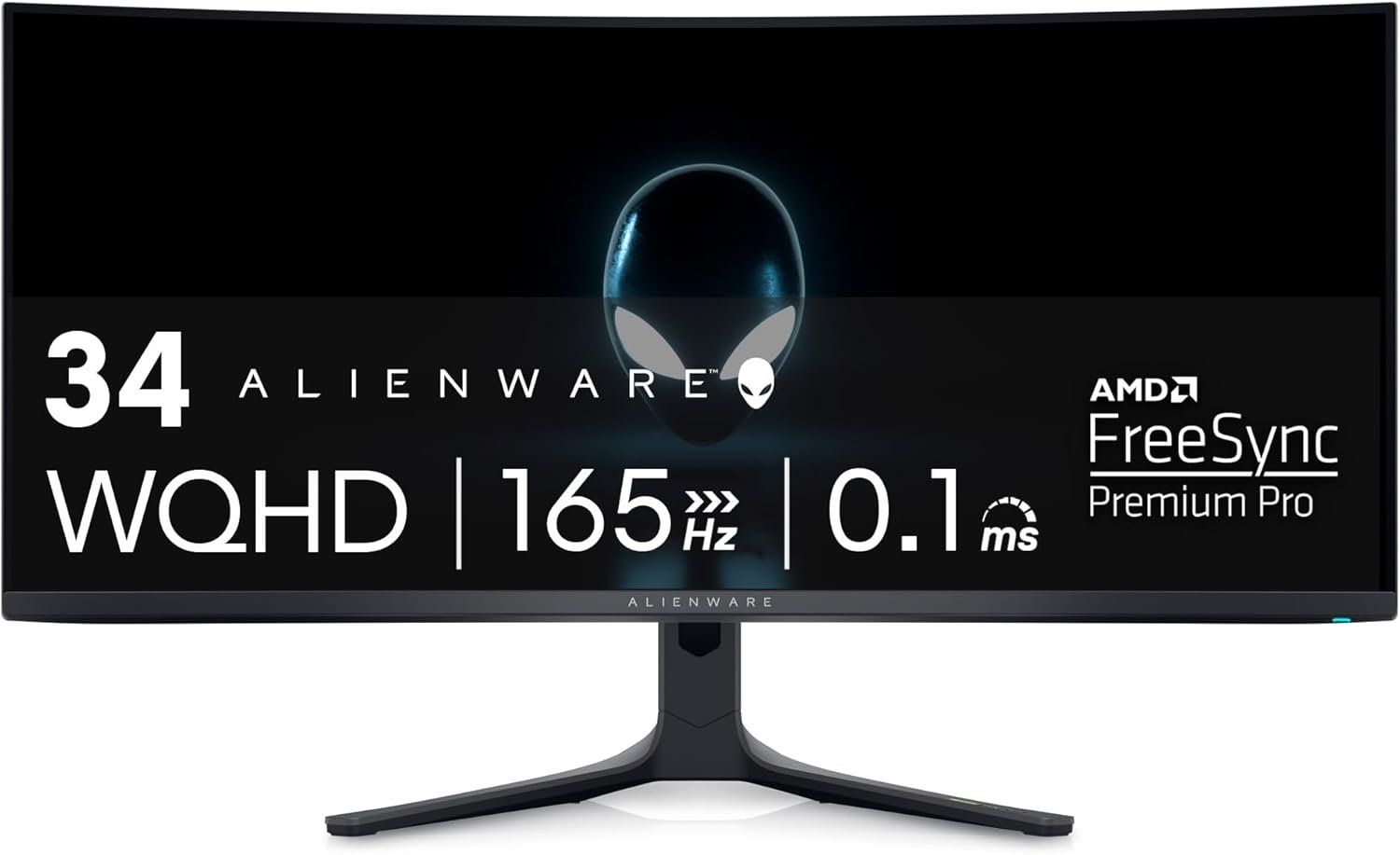 61TLaeZDe0L._AC_SL1500_.jpg Alienware AW3423DWF Curved QD-OLED Gaming Monitor - 34-inch Quantum Dot OLED 0.1Ms 165Hz 21:9 Curved Display, 99.3% DCI-P3 Color Gamut, VESA DisplayHDR True Black 400, AMD FreeSync Premium Pro - Black - Image 1