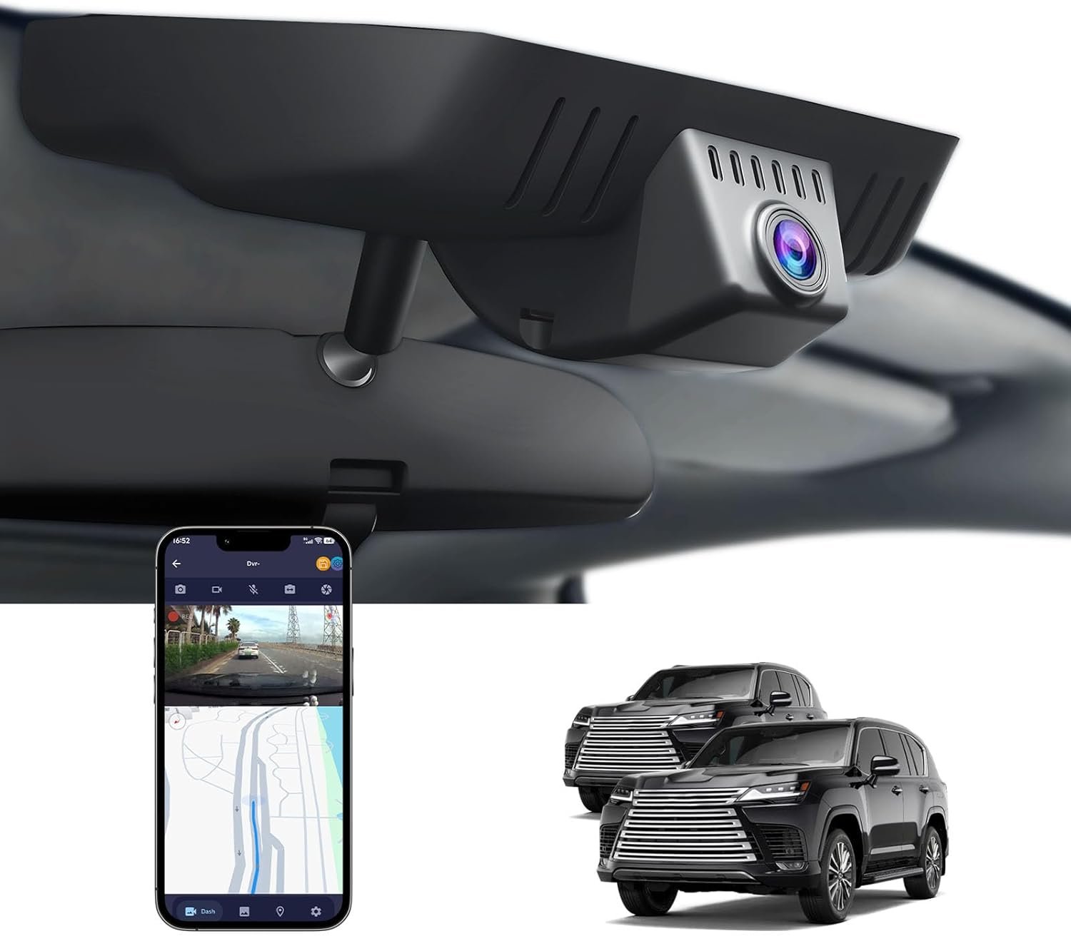 61TPQjxv62L._AC_SL1500_.jpg 4K Dash Cam for Lexus LX 600 2022-2024 F Sport Premium Ultra Luxury, OEM-Style, UHD 2160P Video, Loop-Recording, Built-in WiFi & APP, G-Sensor, Plug & Play, 64GB Card - Image 1