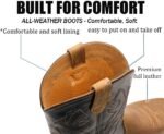 SUREWAY Cowboy Boots For Men - Mens Square Toe Embroidery Western Boot,Oil/Slip Resistant,Durable Classic Pull on 10 Inch Wellington Boots - Soft Toe Full Grain Leather Work Boots - Image 6