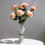 9 Inch Modern Art Ceramic Flower Vase Hand Holding Plants Flower Container, Tabletop White Arm vase for Home Office Decoration - Image 2