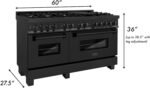 ZLINE 60 in. 7.4 cu. ft. Legacy Dual Fuel Range with 9 Burner Gas Cooktop and 2 Electric Convection Ovens in Black Stainless Steel (RAB-60) - Image 9