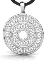 925 Sterling Silver Mandala Chakra Necklace - Filigree Boho Pendant with Chain 20"- Sacred Geometry Esoteric Amulet - Hippie Namaste Yoga Jewelry for Women - Handmade