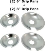 KITCHEN BASICS 101 Made in the USA 715877 and 715878 Replacement Range Cooktop Drip Pans for Jenn Air - Includes 2 6-Inch and 2 8-Inch Pans, 4 Pack - Image 5