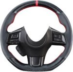 DIY Stitching Carbon Fiber Steering Wheel Cover for Subaru WRX STI and Levorg 2015 2016 2017 2018 2019 / STI S209 2019 15 inches Leather Interior Accessories
