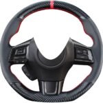 DIY Stitching Carbon Fiber Steering Wheel Cover for Subaru WRX STI and Levorg 2015 2016 2017 2018 2019 / STI S209 2019 15 inches Leather Interior Accessories