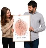 Custom Line Drawing Portrait from Photo, Custom Illustration Print from Photo, Personalized Hand Drawn Art Print, Wedding Couple Illustration Gift Idea, Family Wall Poster, Minimalist Home Decor - Image 6