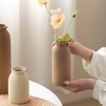10.4 inches Tall Decorative Ceramic Vase Set, 3 Pieces, Nordic Modern Boho Style, White, Modern Farmhouse for Home Decor (Coffee Mix) - Image 5