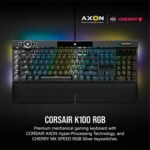 Corsair K100 RGB Mechanical Gaming Keyboard - Cherry MX Speed RGB Silver Keyswitches - PBT Double-Shot Keycaps - Elgato Stream Deck and iCUE Compatible - QWERTY NA Layout - Black - Image 2