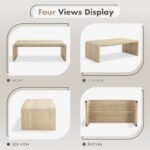 Modern Boho Faux Marble Coffee Table, 47" Travertine Pattern Waterfall Rectangular Center Table in a Scandinavian Style for Living Room with Sturdy Wood Frame, Thick Legs & Easy Assembly - Image 3