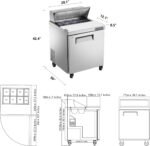 JINSONG 27" Stainless Steel Sandwich & Salad Prep Table, Commercial Refrigerated Food Prep Station with Cutting Board & 8 Pans, 7.4 cu. ft Fridge Salad Bar for Restaurants, Bars, Shops,delis - Image 7