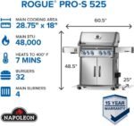 Napoleon Rogue PRO-S 525 Propane Gas Grill with Infrared Side and Rear Burners, Stainless Steel, Durable 6-Burner BBQ - Image 2
