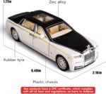 BDTCTK 1/32 Rolls-Royce Phantom Model Car,Zinc Alloy Pull Back Toy car with Sound and Light for Kids Boy Girl Gift(White) - Image 4